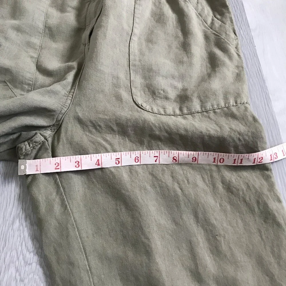 ZARA WOMENS JUMPSUIT GREEN LINEN SHORT SLEEVE WIDE LEG CASUAL SMALL